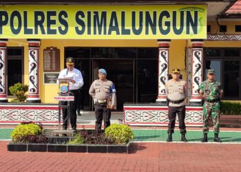 Bersama Bupati, Kapolres serta Dandim Simalungun Pimpin Apel Ketua Sat Kamling Polres Simalungun